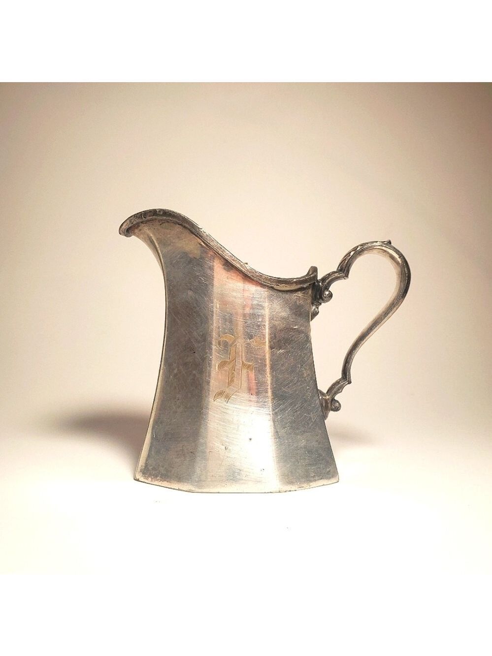 Sheffield Reproduction 654 Silver-Plated Pitcher Creamer with Candle with Petina